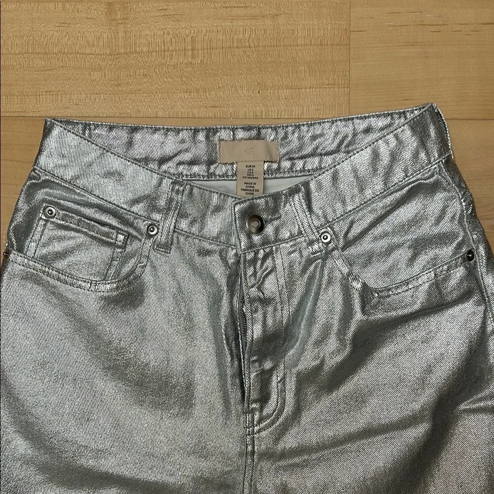 NWOT Silver Wide Leg Jeans | H&M Women’s - Halloween & Holiday Festive - Picture 2 of 6